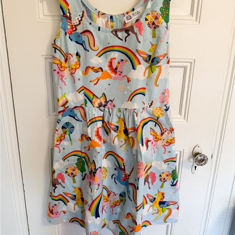 Rainbow Unicorn Skater Dress M/L